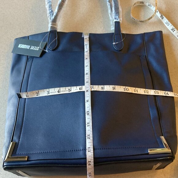 Steve Madden NWT 2 Pc. Set ~ Navy Shoulder Bag with Matching Zipper Pouch - Picture 10 of 16